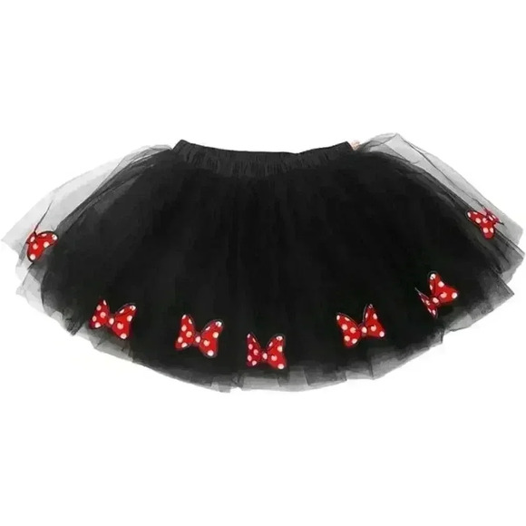 Disney Minnie Mouse Girls Skirt Size 5/6 Lined Tule Tutu Black Red - Picture 2 of 8